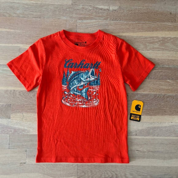 Boys orange carhartt fishing tshirt size 5 nwt - Picture 1 of 1